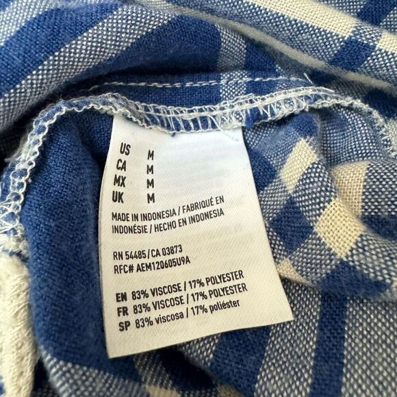 American Eagle Outfitters Mens Blue Plaid Boyfriend Fit Button Up Shirt Size M - Picture 7 of 7